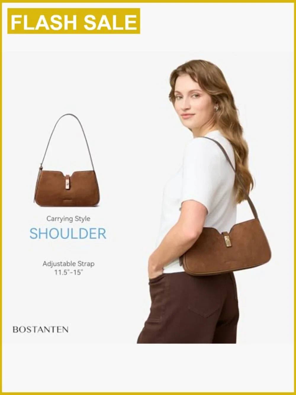 Vegan Leather Hobo Shoulder Bag with Adjustable Strap